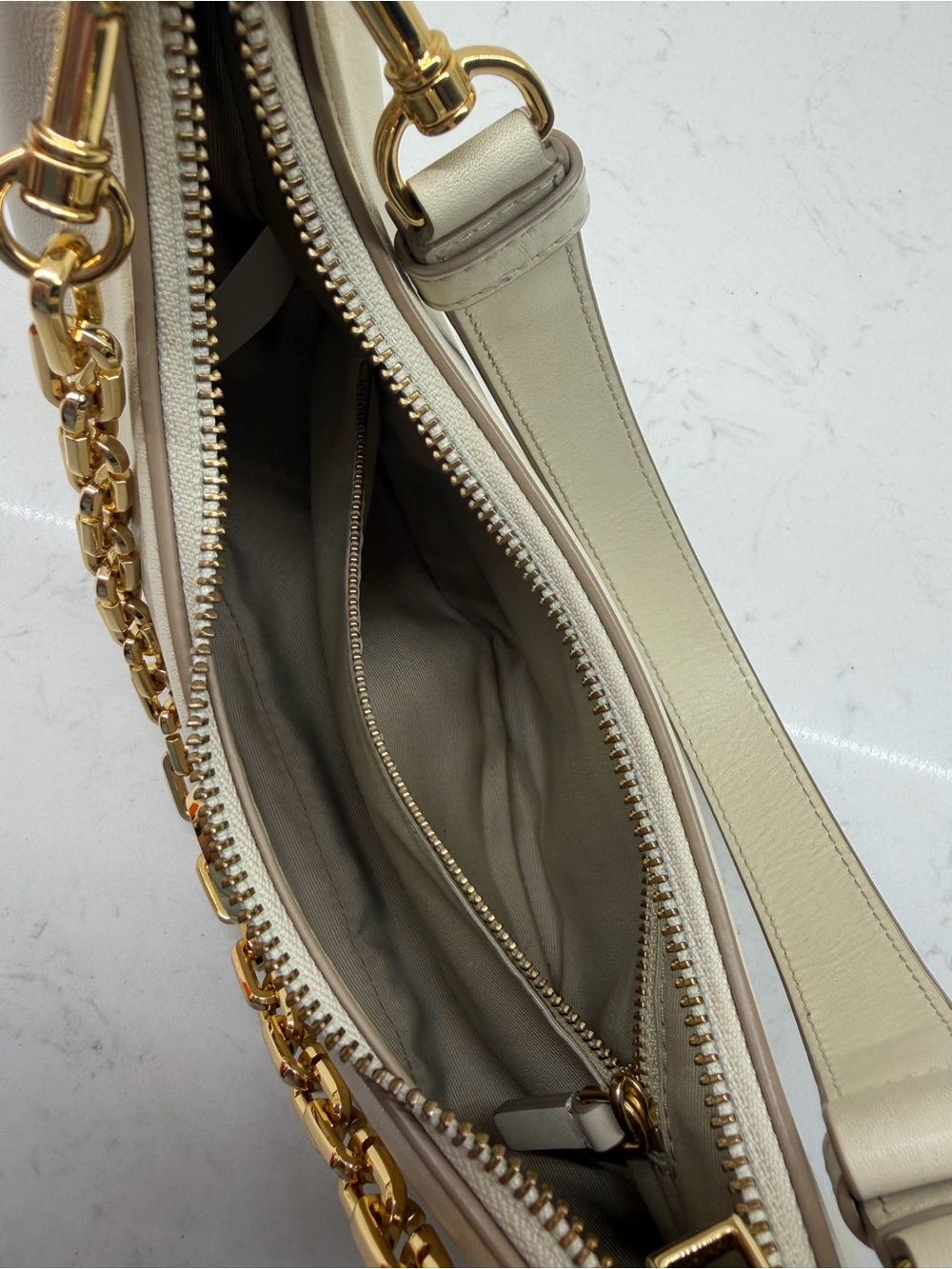Gold-Chain Taupe Hobo Shoulder Bag - Picture 11 of 11